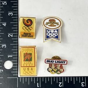 Lot Of 4 USA Olympic Sponsor Pins Sports Illustrated Bud Light Earthgrains Beef